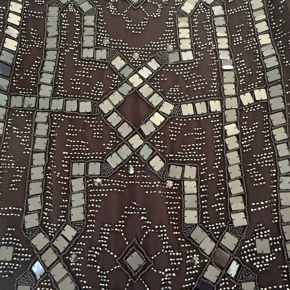 Free People‎ Speak Easy Black Beaded Sequin Mini Dress Size 0
